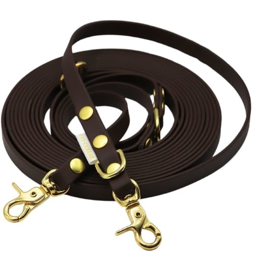 Smycz przepinana brązowa z BioThane