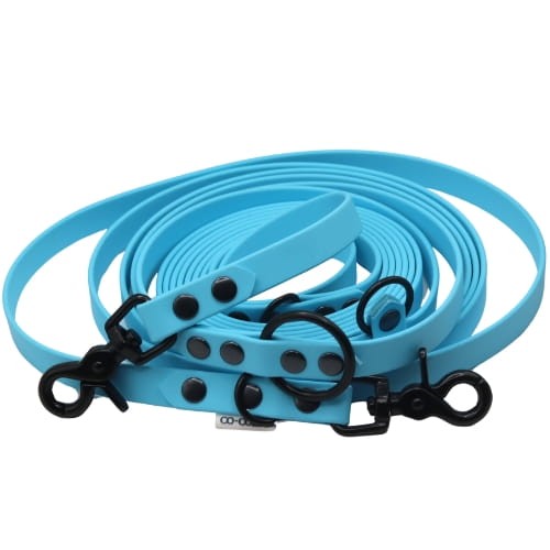 Błękitna smycz biothane